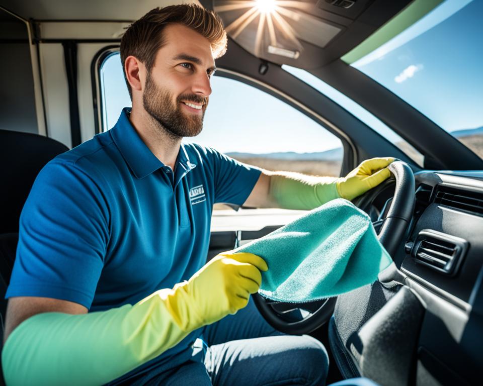 Cleaning the inside of an RV windshield