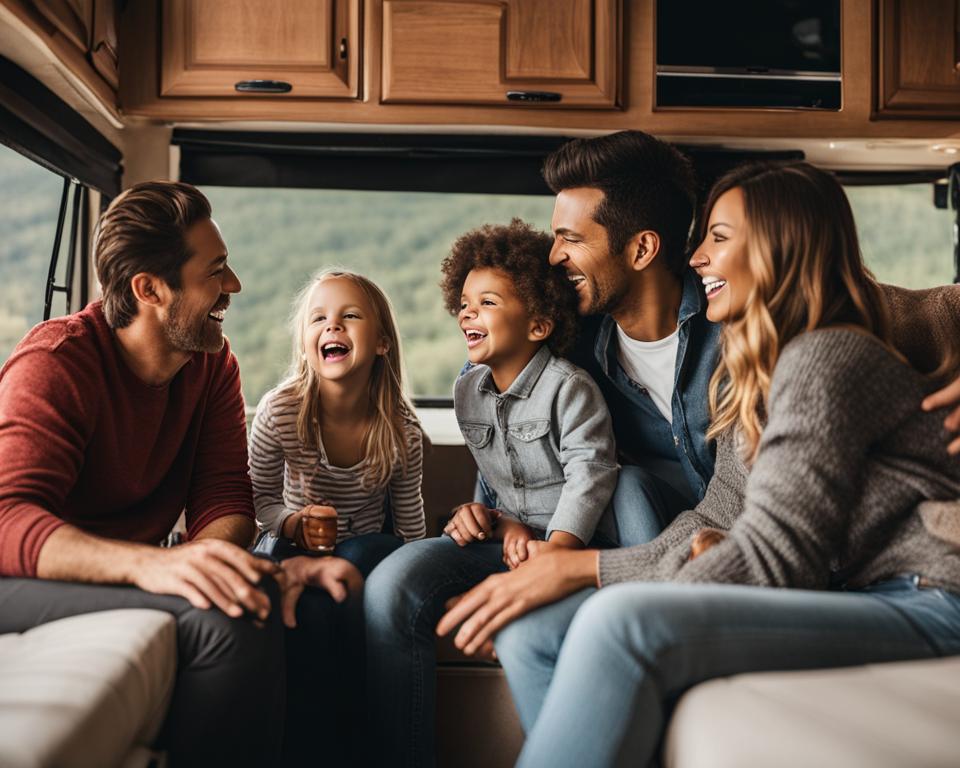 Family enjoying a road trip game