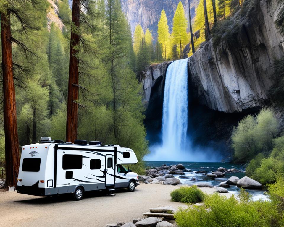 RV camping near waterfalls