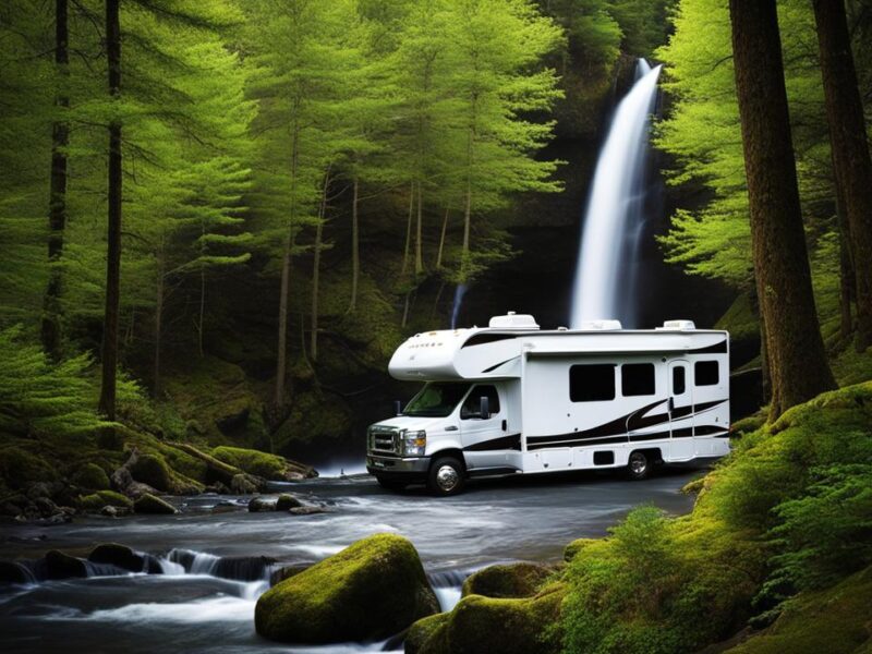 RV camping near waterfalls