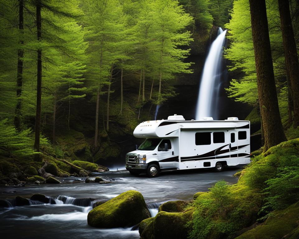 RV camping near waterfalls