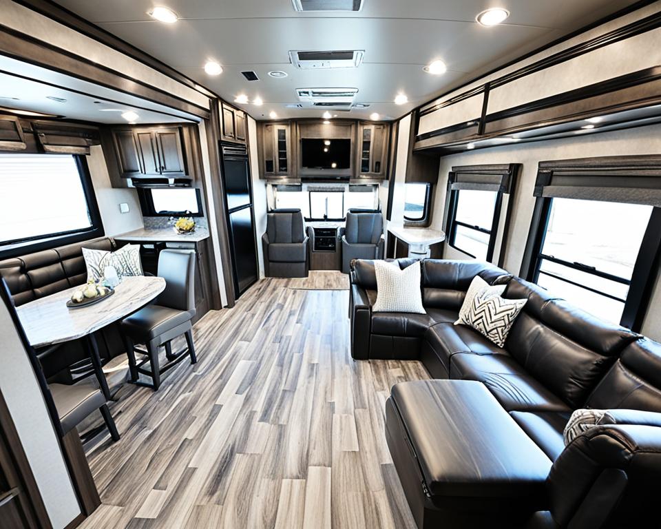 Reflection fifth wheel spacious interior with high ceiling