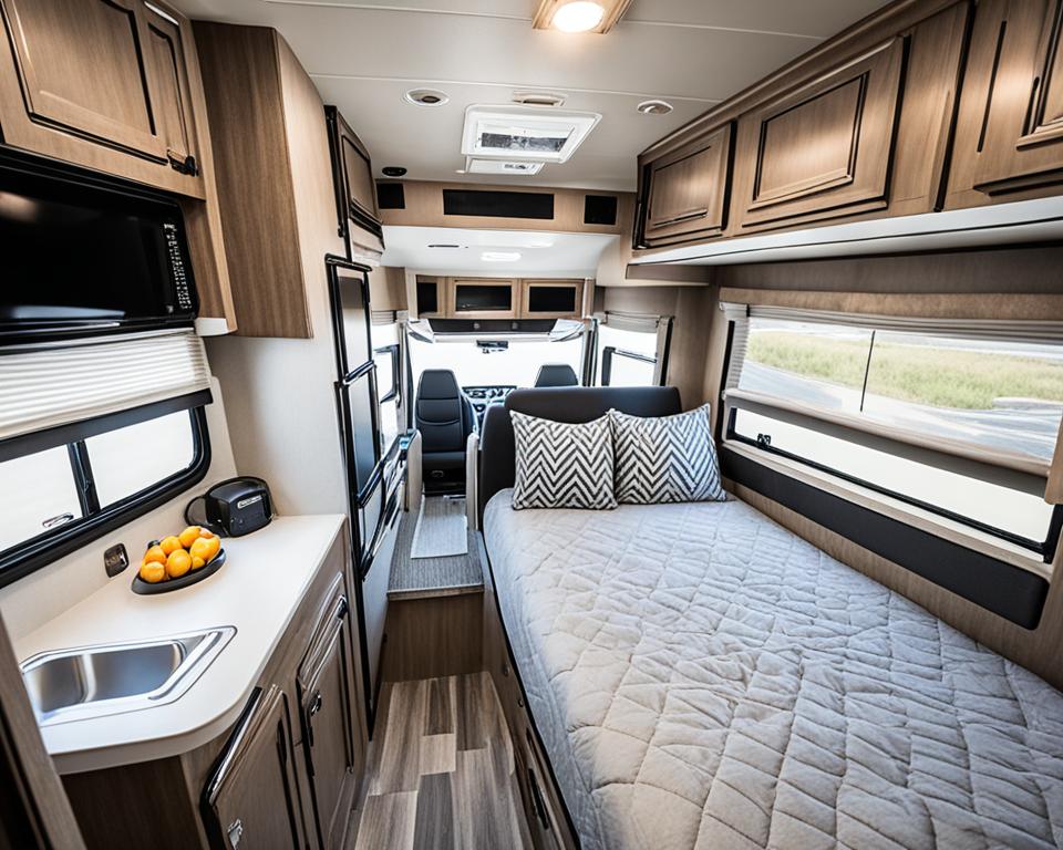 Spacious bedroom in Thor Motor Coach Hurricane RV